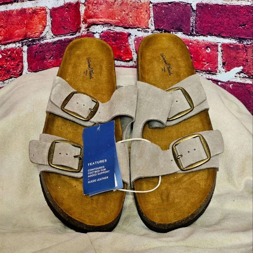 Beige Suede Double Strap Sandals - Picture 1 of 1